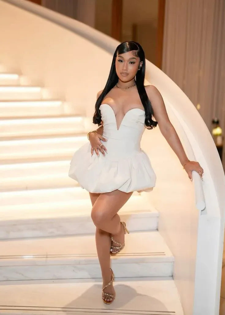 Sexy A-line Sweetheart Sleeveless Bubble Hem White Mini Homecoming Dress For Women Hot Sale