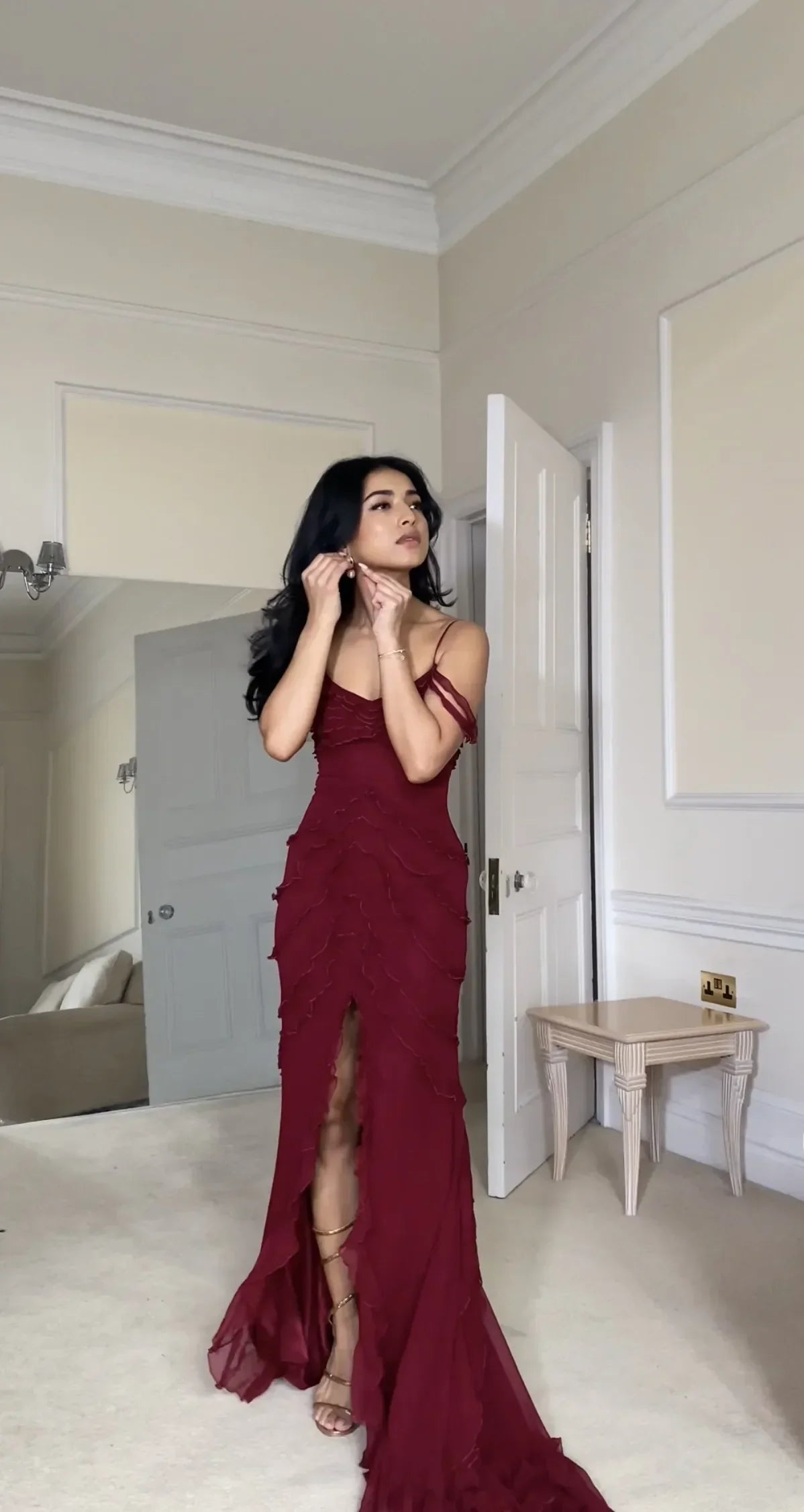 Sexy Mermaid Spaghetti Straps Sleeveless Open Back Sweep/Brush Train Prom Dresses
