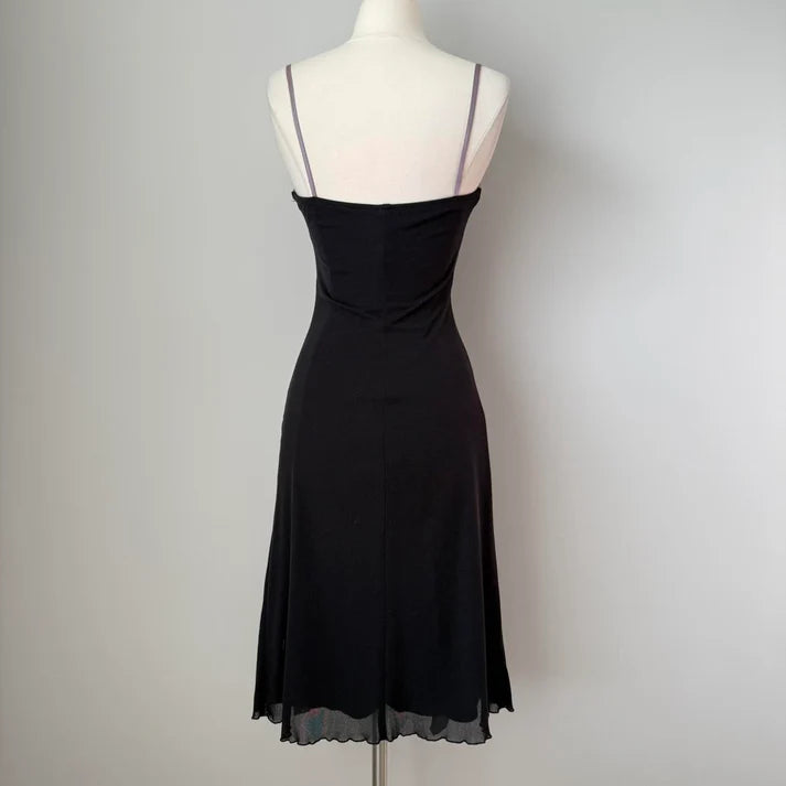 Sheath Spaghetti Strap Pleated Bow Chiffon Black Short Party Dress