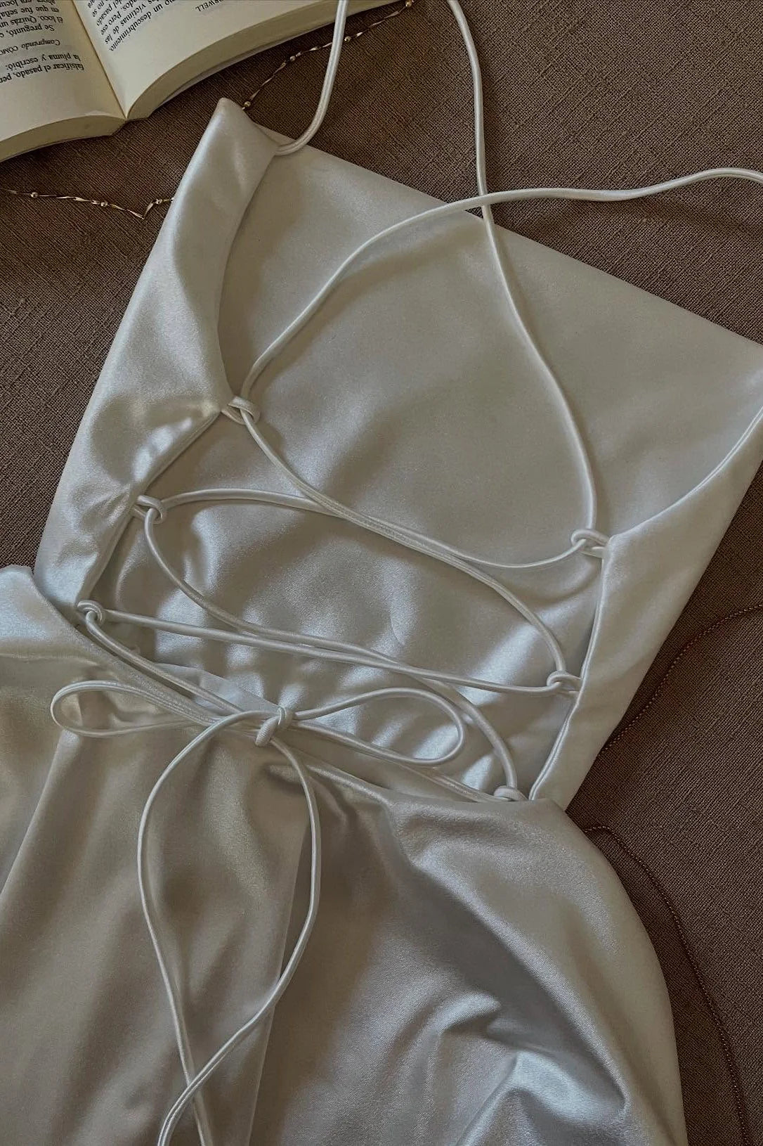 Simple A Line Spaghetti Straps Tiered Satin White Short Homecoming Dress