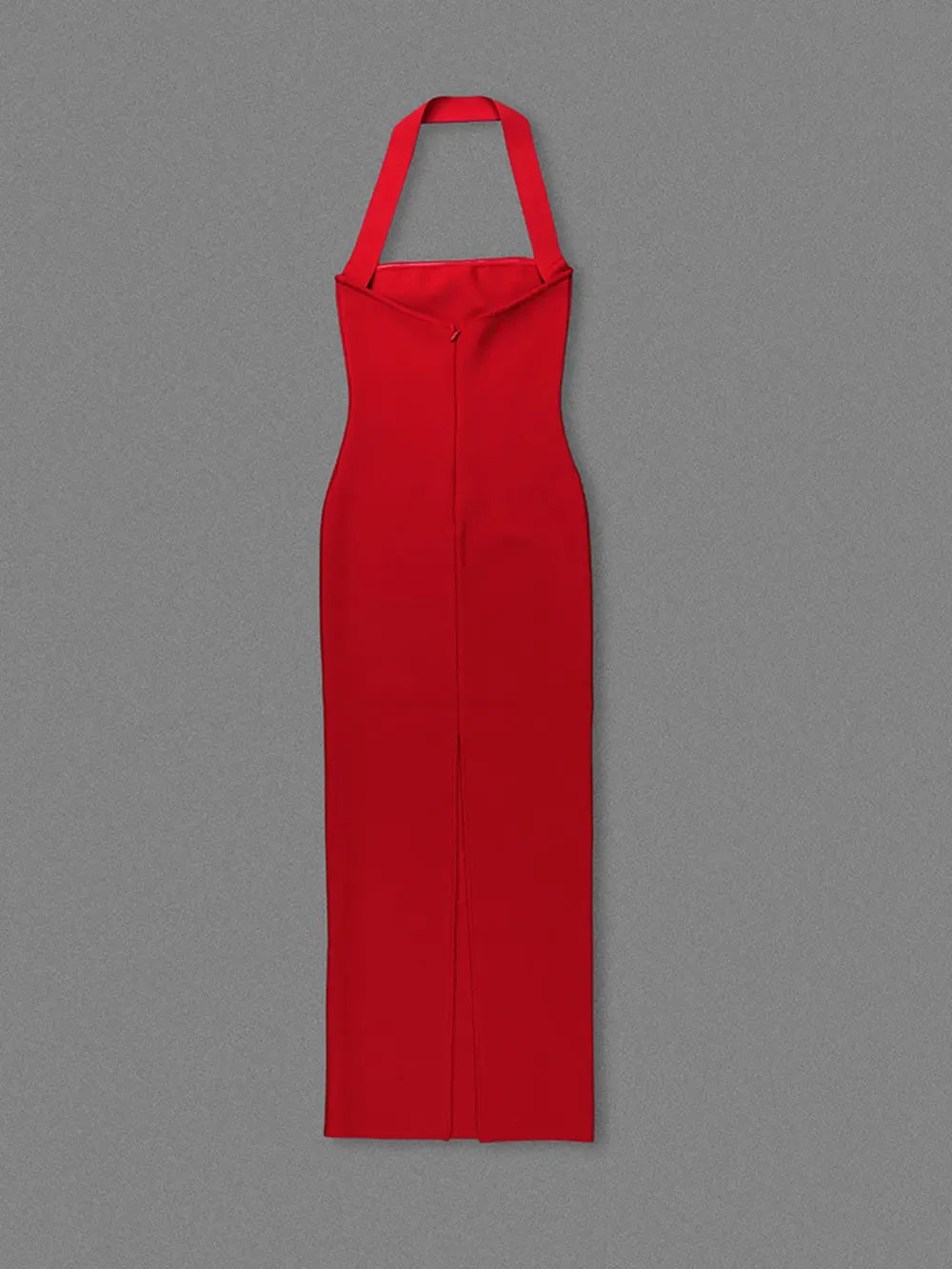 Simple Mermaid Halter Red Full Length Prom Dress Ready To Ship