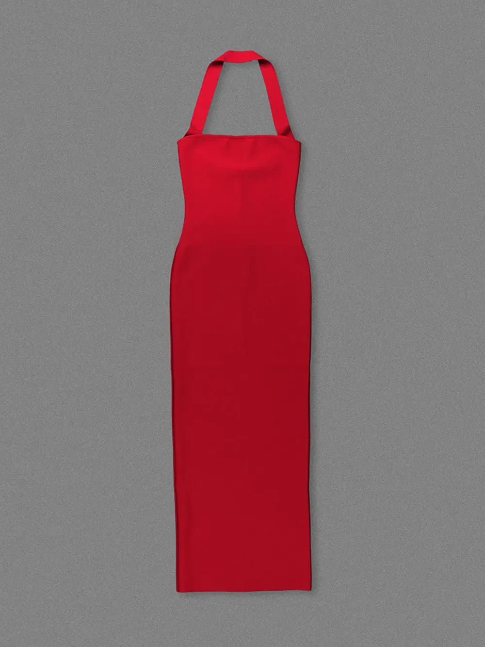Simple Mermaid Halter Red Full Length Prom Dress Ready To Ship