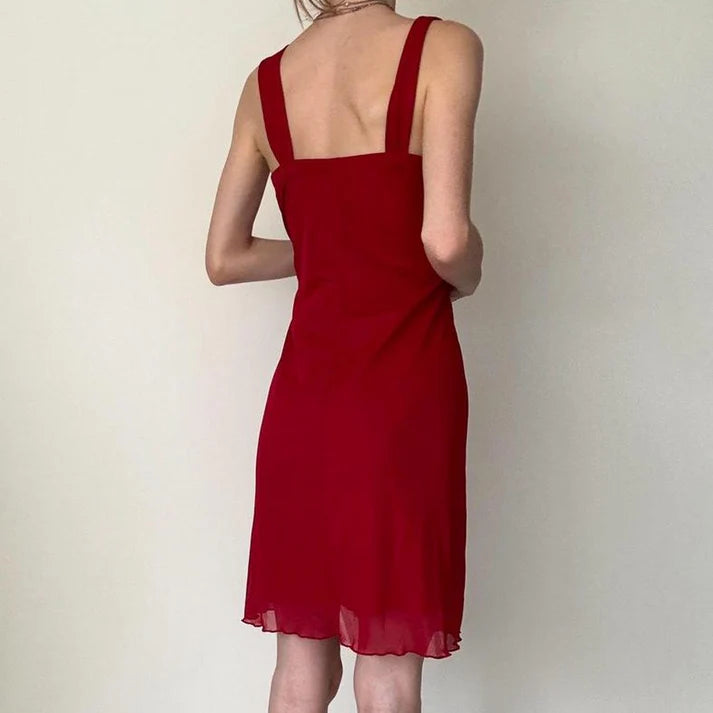 Simple V Neck Chiffon Red Knee Length Birthday Party Dress