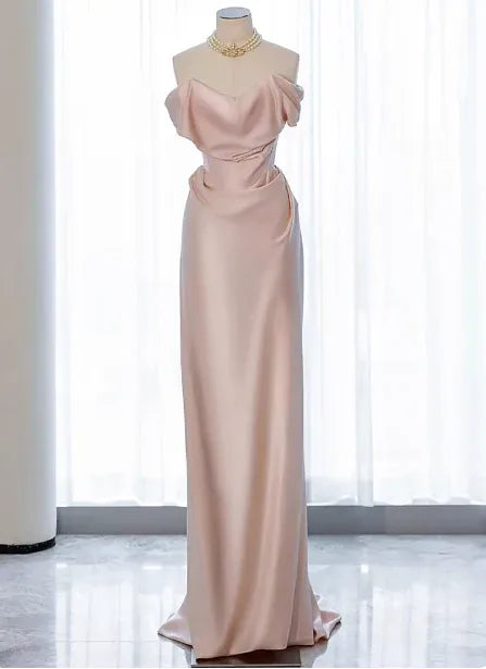 Sleek Sheath Off-Shoulder Sleeveless Ruched Black Long Prom Dress for Women Ready to Ship