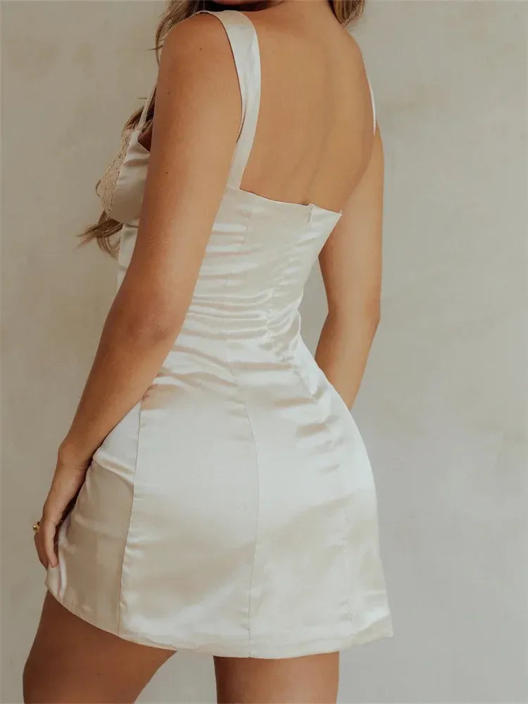 Spaghetti Strap Lace Bustier Bodycon Champagne Short Homecoming Dress For Sale