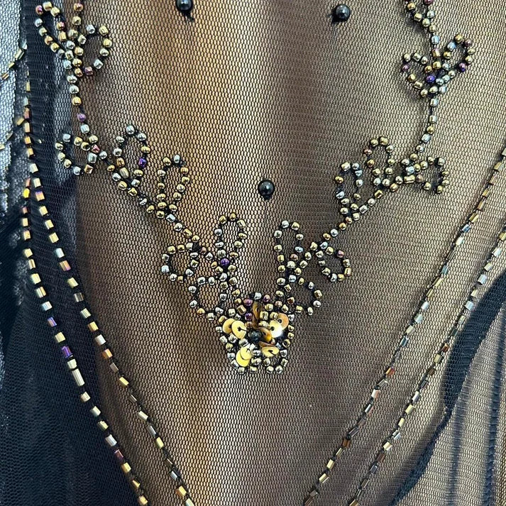 Spaghetti Straps Beaded Sequins Tulle Golden Brown Long Party Dress