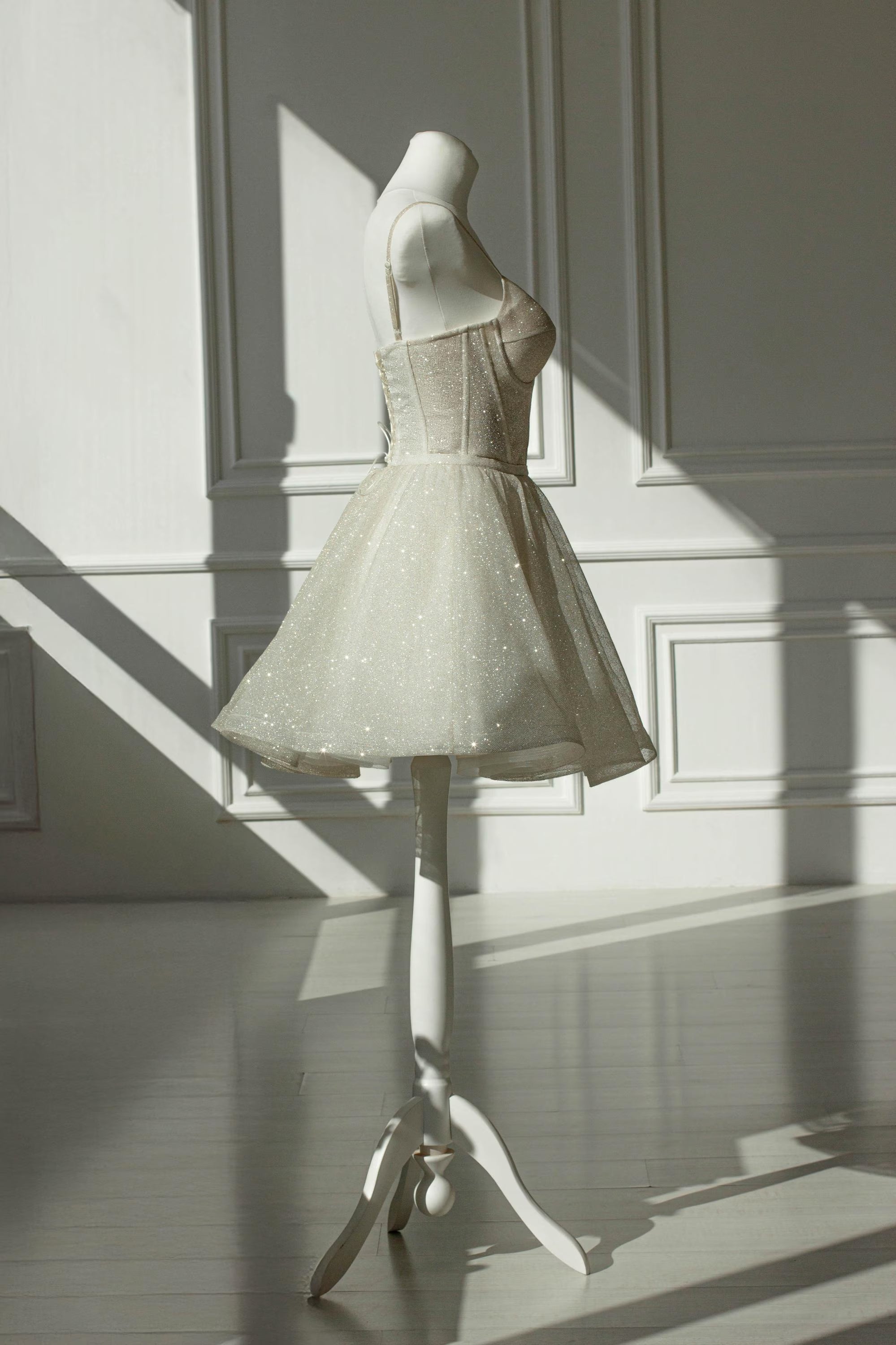 Sparkly A-Line Sweetheart Corset Glitter Champagne Short Homecoming Dress Hot Sale