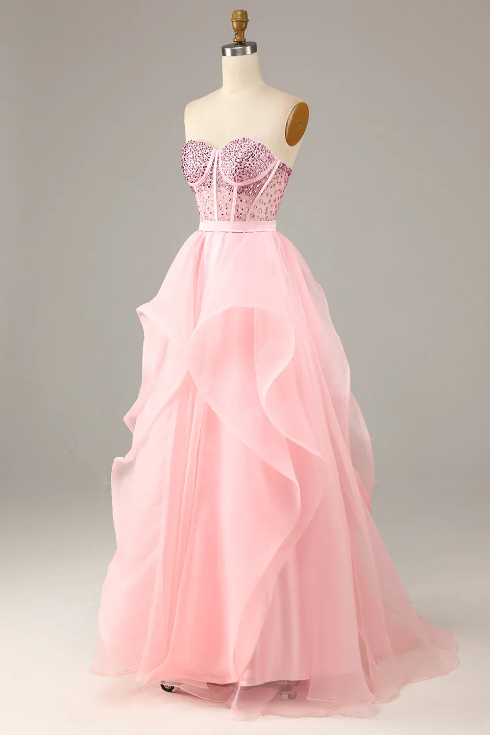Stunning Princess A Line Sweetheart Beaded Corset Black Prom Dress