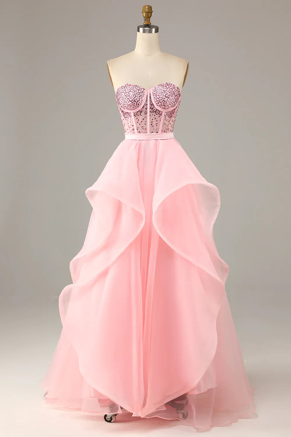 Stunning Princess A Line Sweetheart Beaded Corset Black Prom Dress