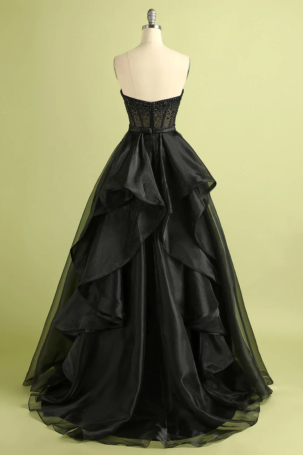 Stunning Princess A Line Sweetheart Beaded Corset Black Prom Dress