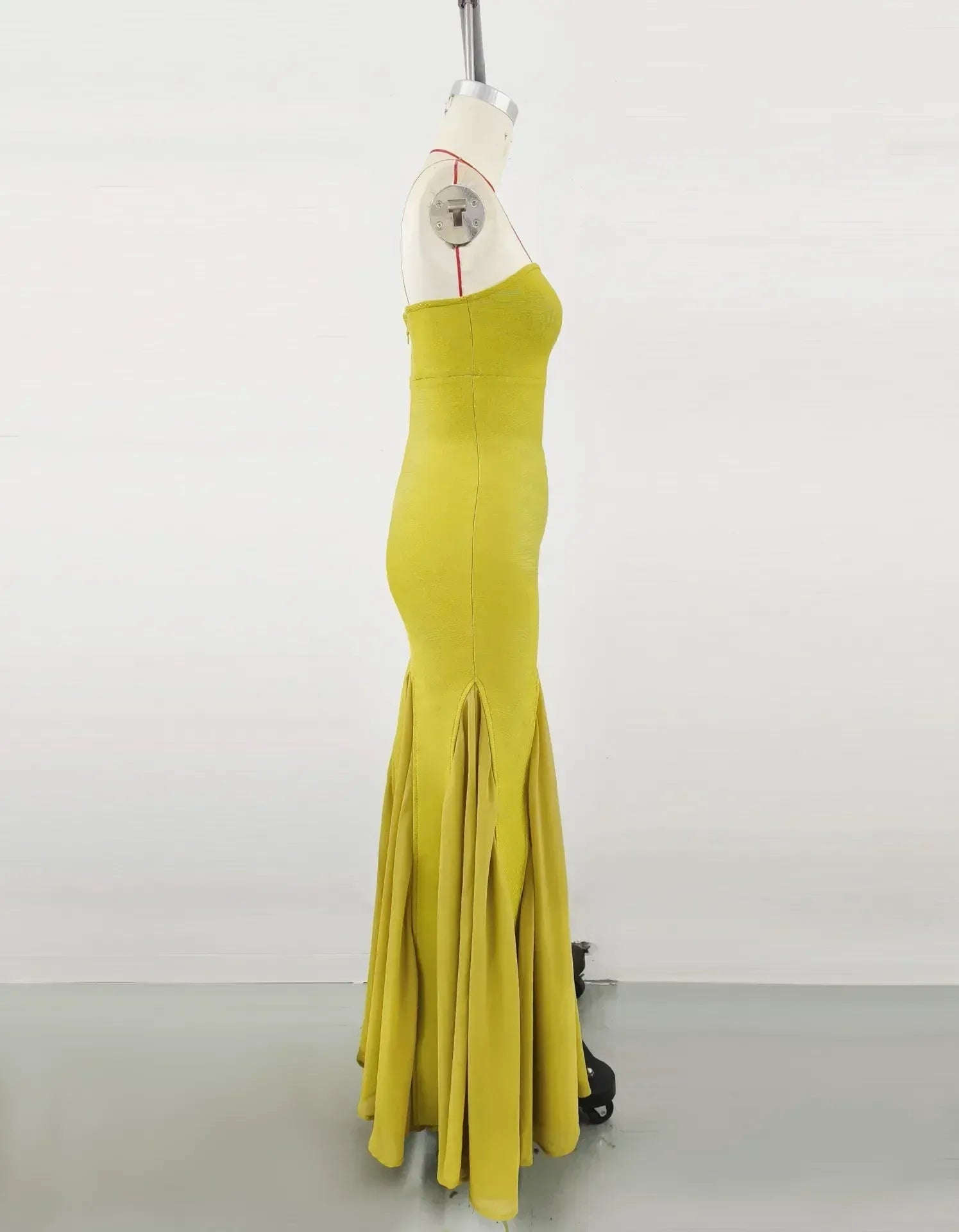 Stylish Mermaid Strapless Ruffle Chartreuse Maxi Prom Dress Hot Sale