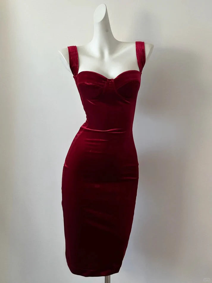 Stylish Sheath Sweetheart Homecoming Dress Velvet Red Short Party Dress