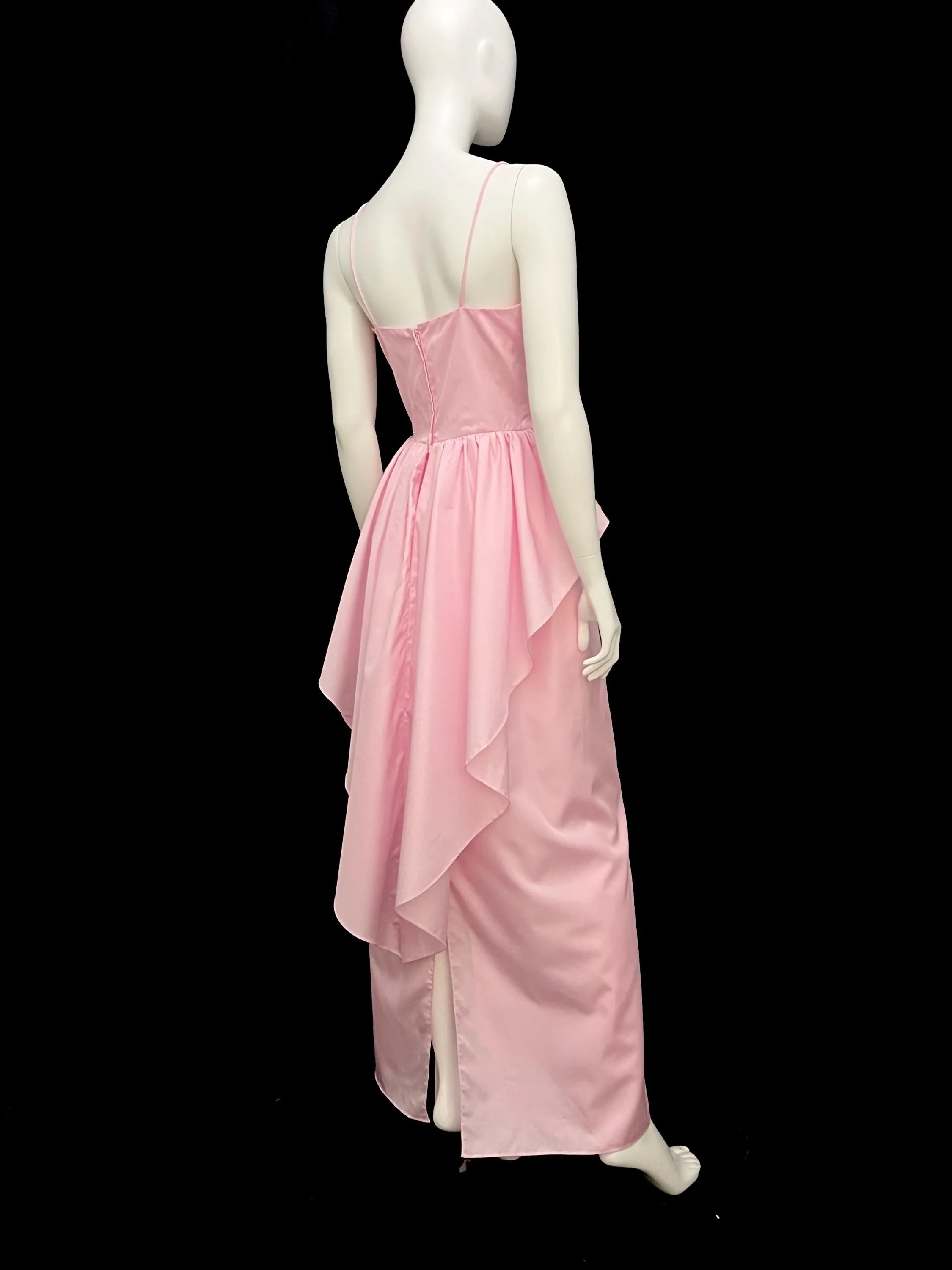 Sweetheart A-Line Spaghetti-Strap Peplum Floral Pink Floor-Length Prom Dress