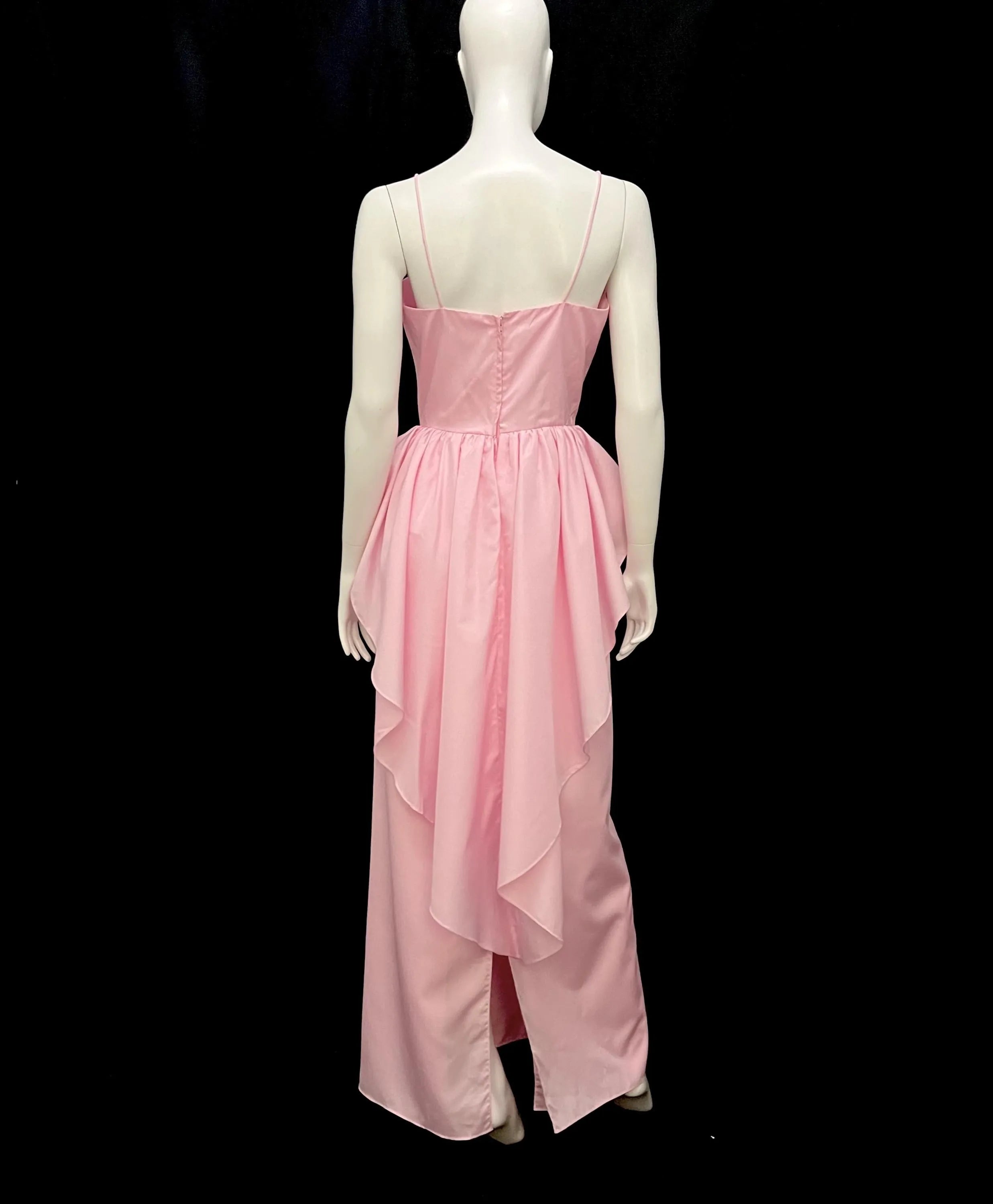 Sweetheart A-Line Spaghetti-Strap Peplum Floral Pink Floor-Length Prom Dress