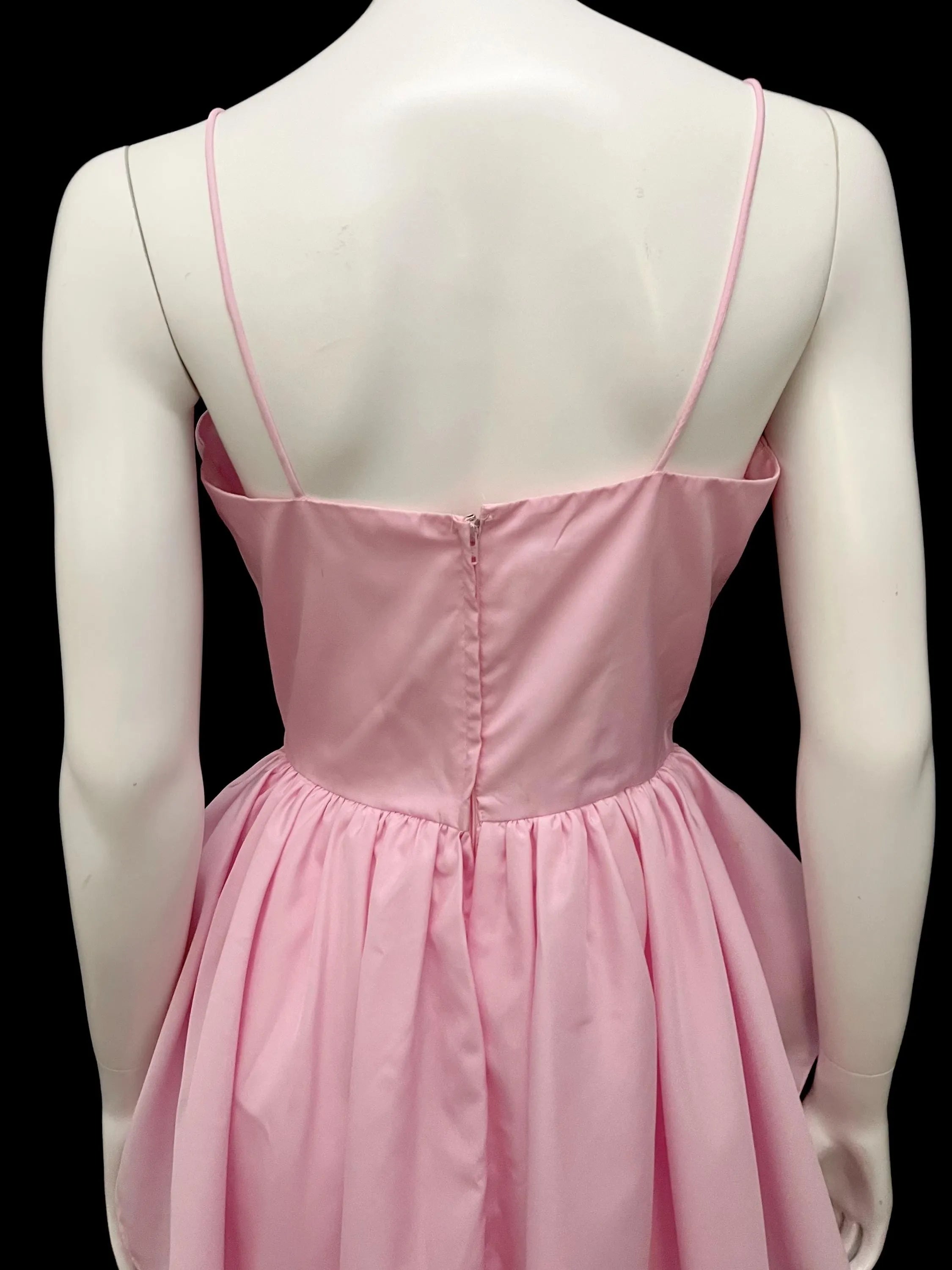 Sweetheart A-Line Spaghetti-Strap Peplum Floral Pink Floor-Length Prom Dress