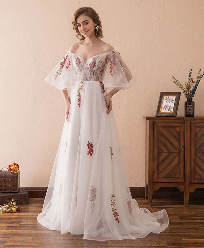 V Neck Tulle Lace Backless Long Prom Dress