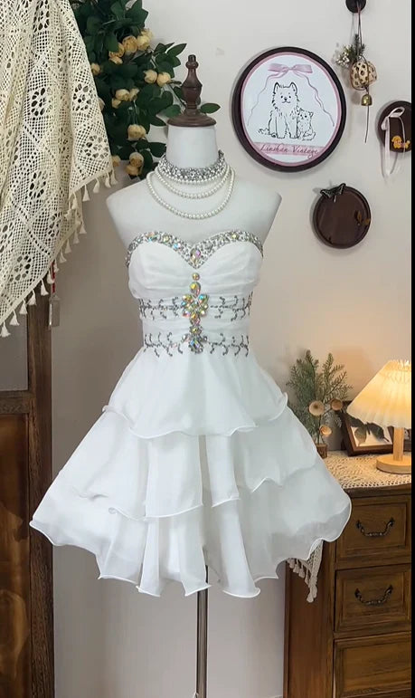Vintage A-Line Sweetheart Sleeveless Lace Up Short-Mini Homecoming Dress