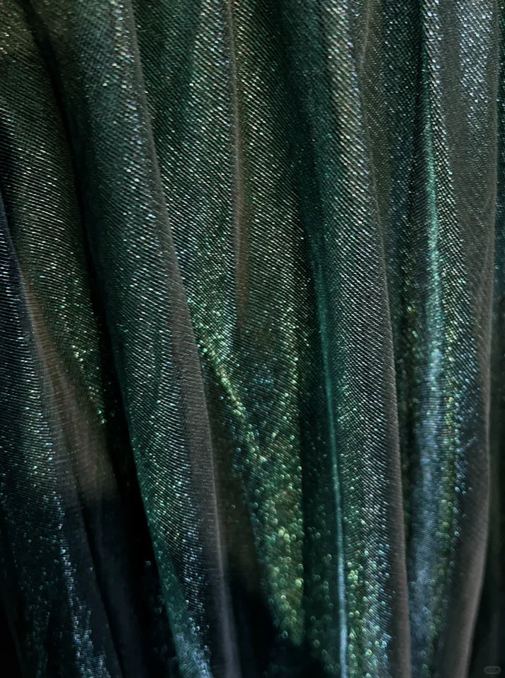 Vintage A Line Scoop Beaded Slit Tulle Green Long Prom Dress Evening Dress