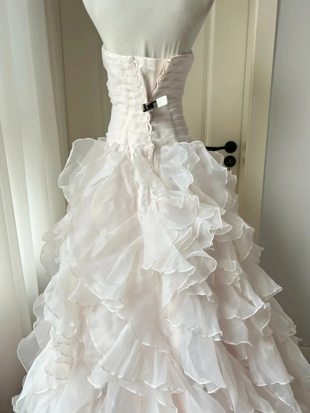 Vintage A Line Strapless Ruffle Light Pink Long Prom Dress Princess Dress