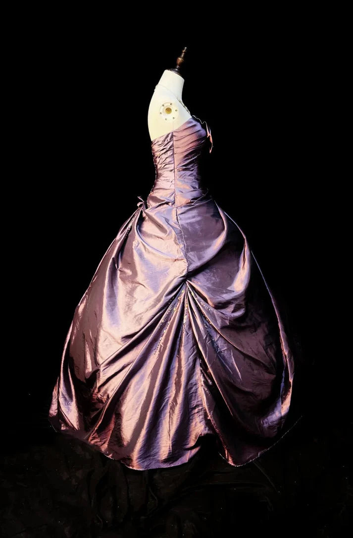 Vintage Ball Gowns Strapless Taffeta Brown Long Prom Dresses Sweet 16 Dresses