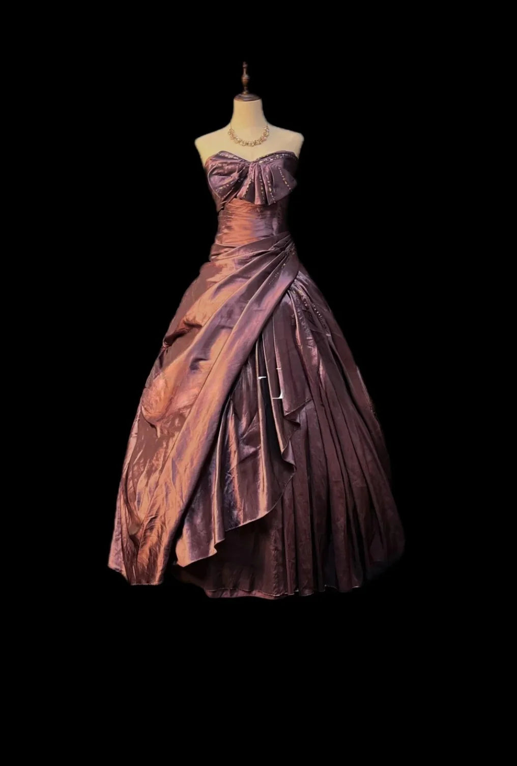Vintage Ball Gowns Strapless Taffeta Brown Long Prom Dresses Sweet 16 Dresses