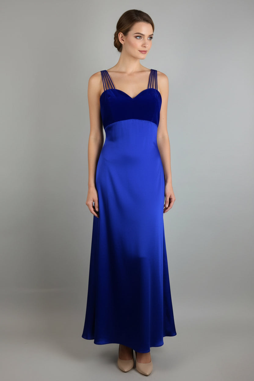 Vintage Mermaid Sweetheart Velvet Satin Blue Long Formal Prom Dress Buy