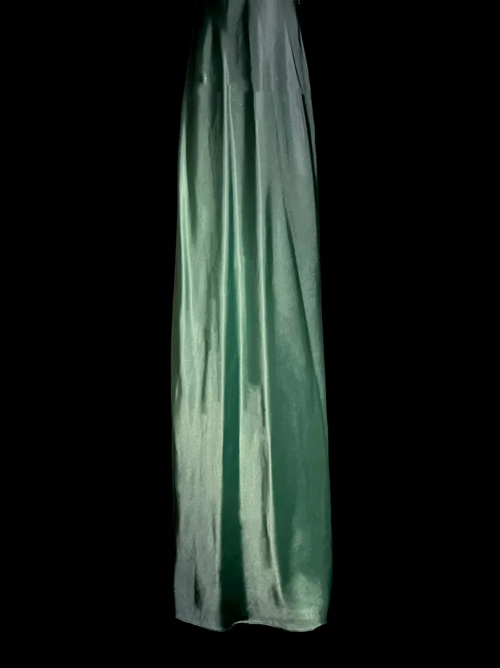 Vintage Mermaid V Neck Backless Satin Green Long Evening Dress Prom Dress