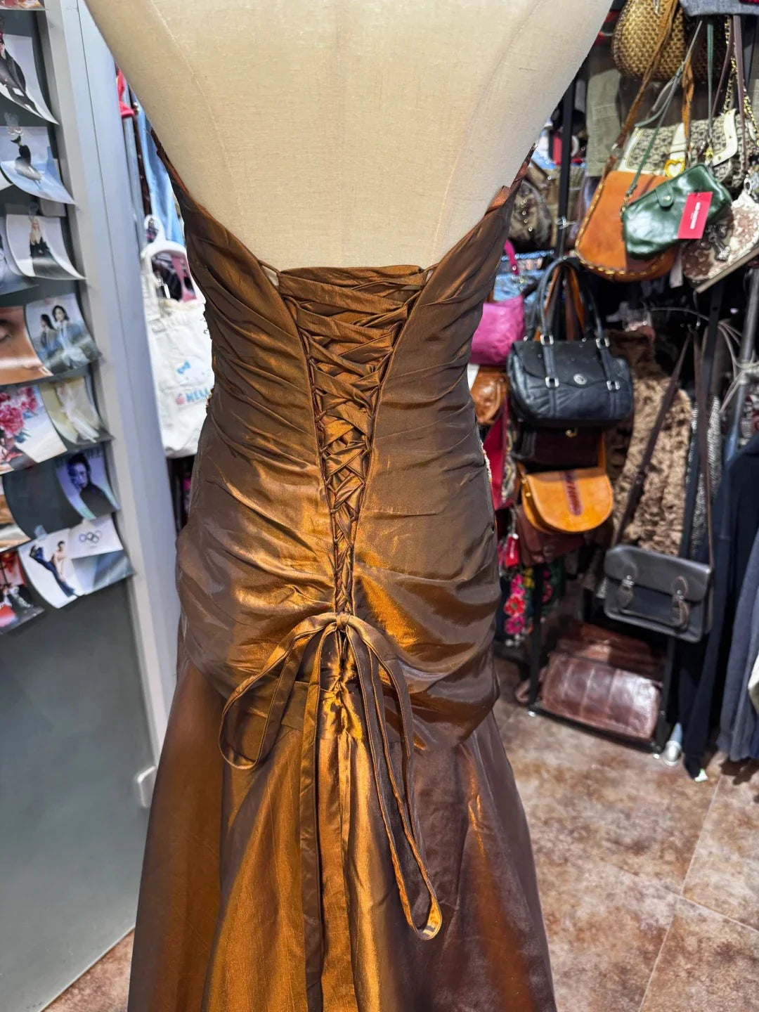 Vintage Sheath Sweetheart Sequin Applique Brown Long Prom Dress Party Dress