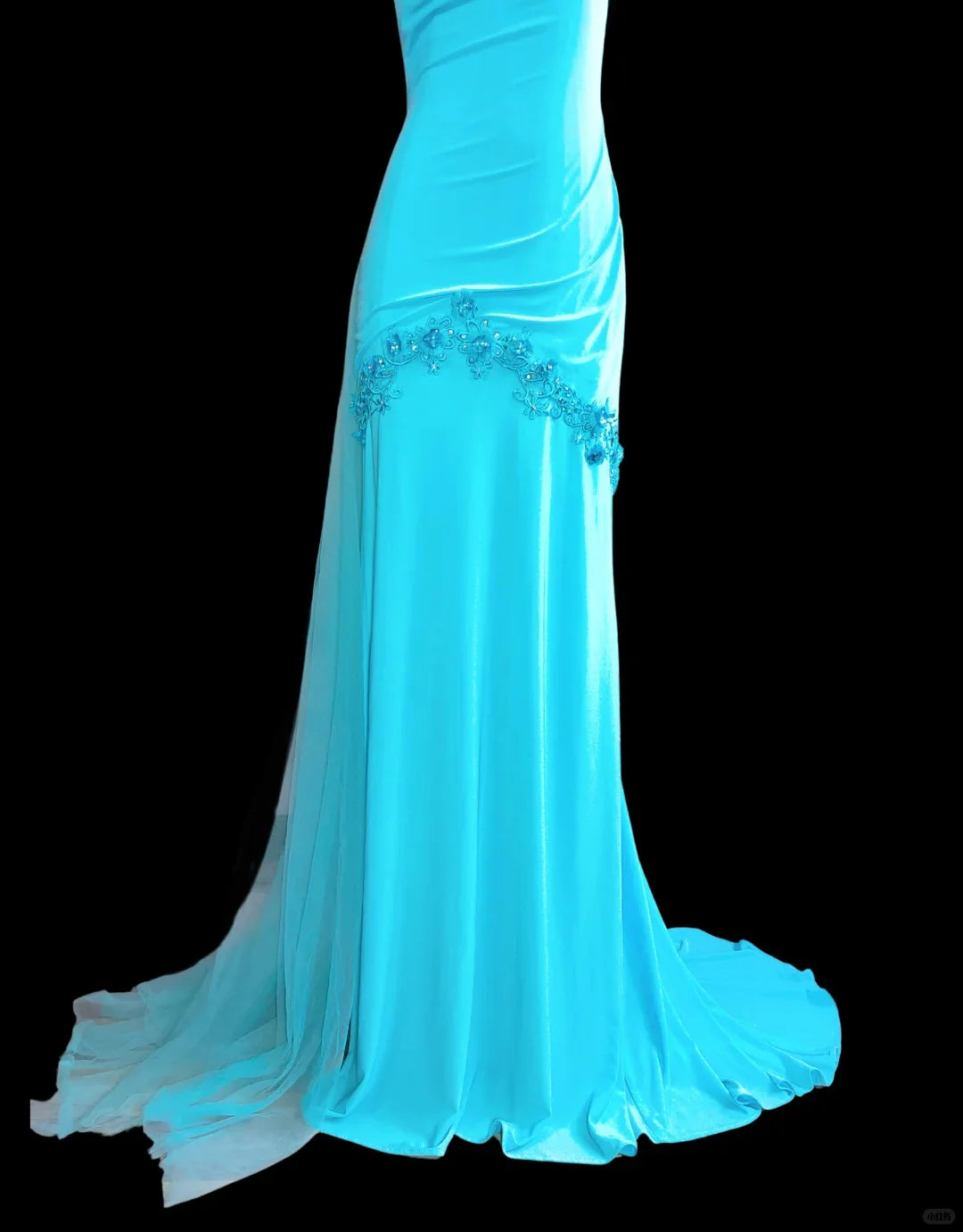 Vintage Sweetheart Applique Tiffany Blue Long Evening Dress Prom Dress