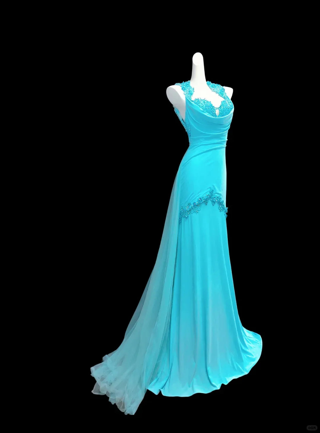 Vintage Sweetheart Applique Tiffany Blue Long Evening Dress Prom Dress