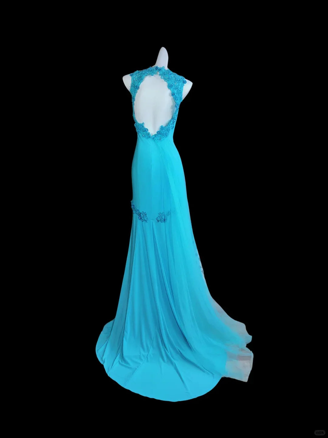 Vintage Sweetheart Applique Tiffany Blue Long Evening Dress Prom Dress