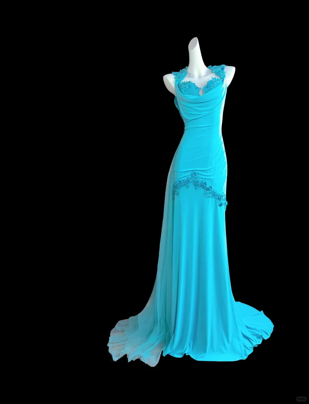 Vintage Sweetheart Applique Tiffany Blue Long Evening Dress Prom Dress