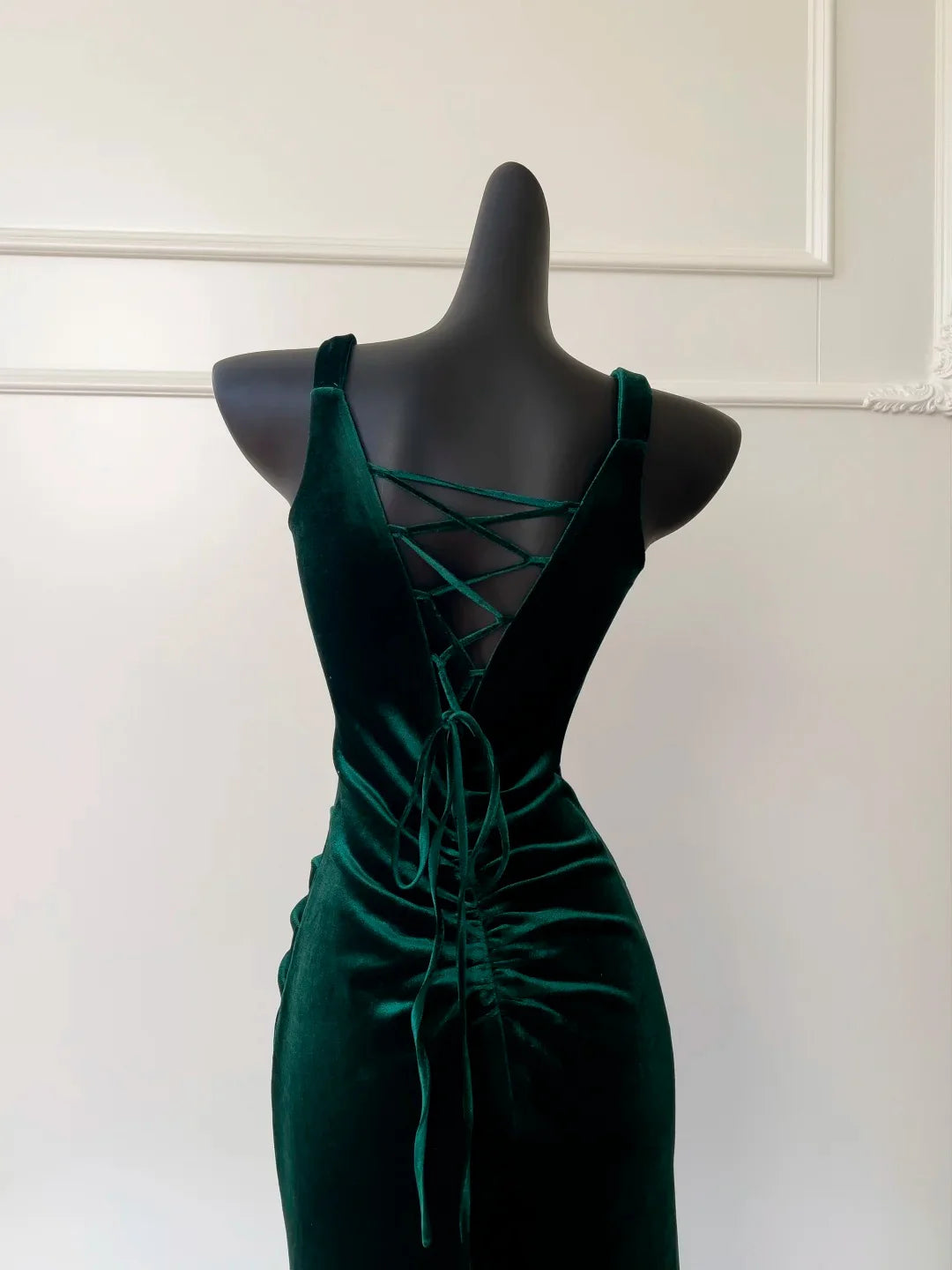 Vintage Sweetheart Pleated Velvet Green Long Prom Dress Evening Dress