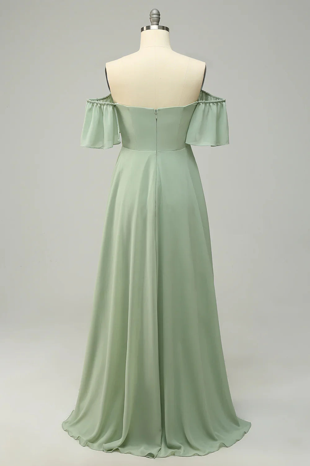 A Line Off The Shoulder Bridesmaid Dress With Ruffles