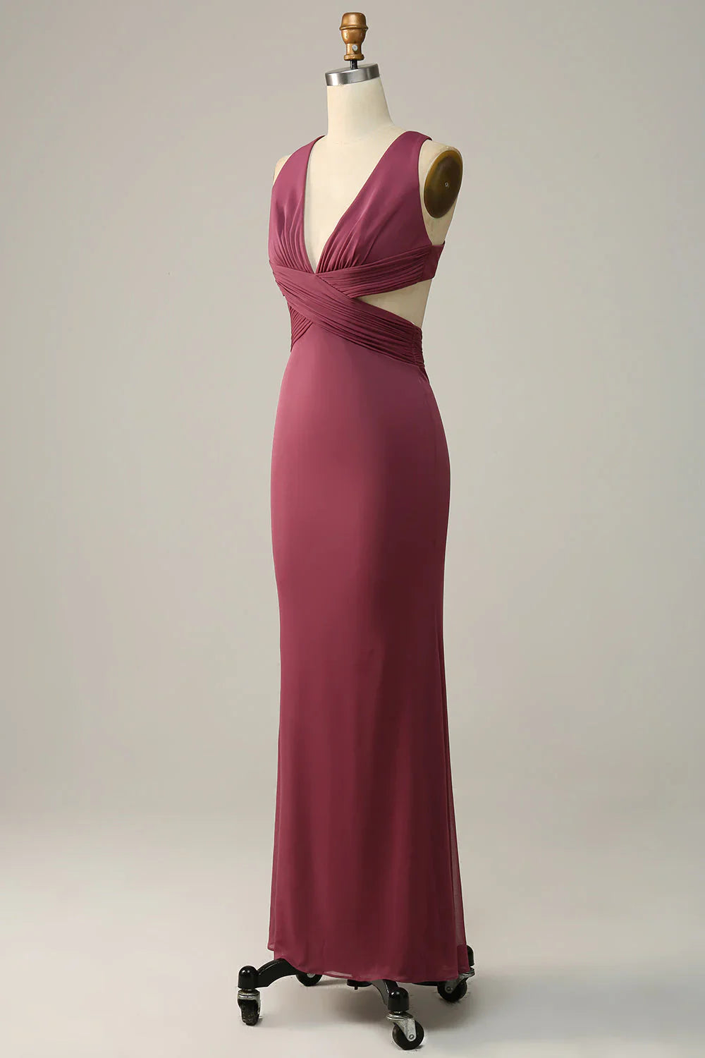 V neck Corss Back Plus Size Bridesmaid Dress
