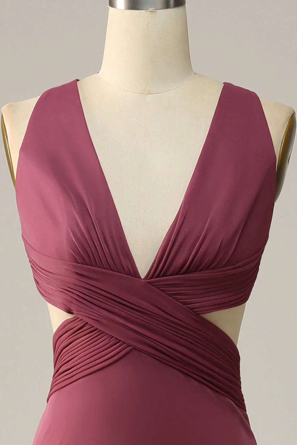 V neck Corss Back Plus Size Bridesmaid Dress
