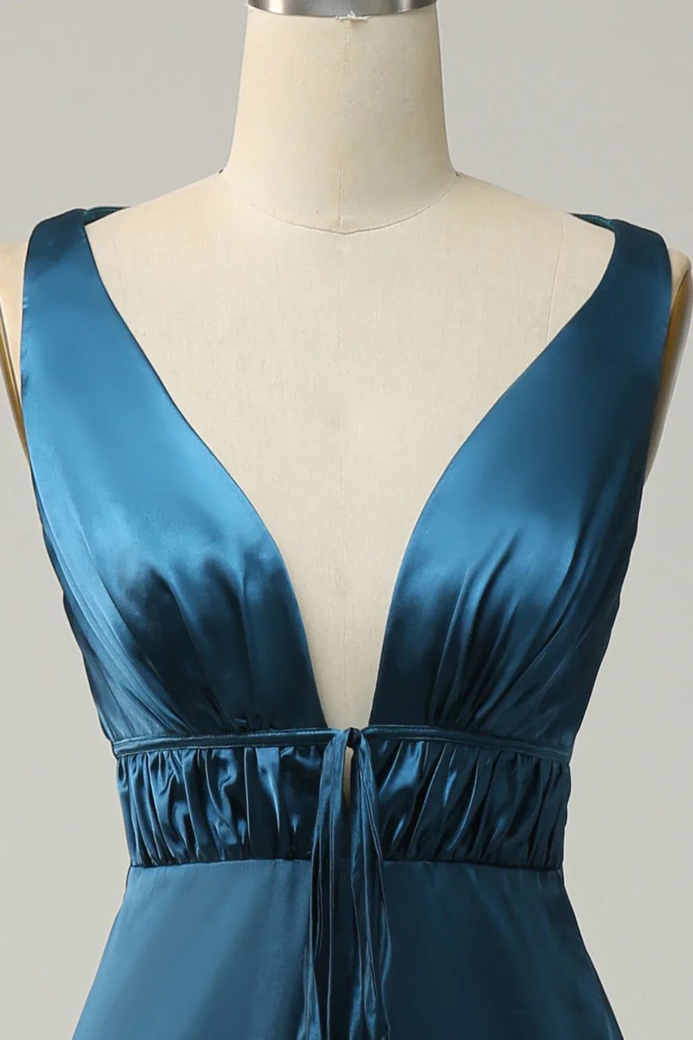 Deep V Neck A-Line Bridesmaid Dress