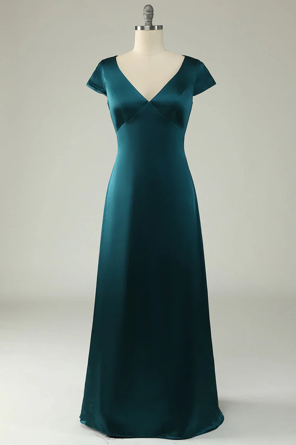 A Line V Neck Plus Size Bridesmaid Dress With Open Back