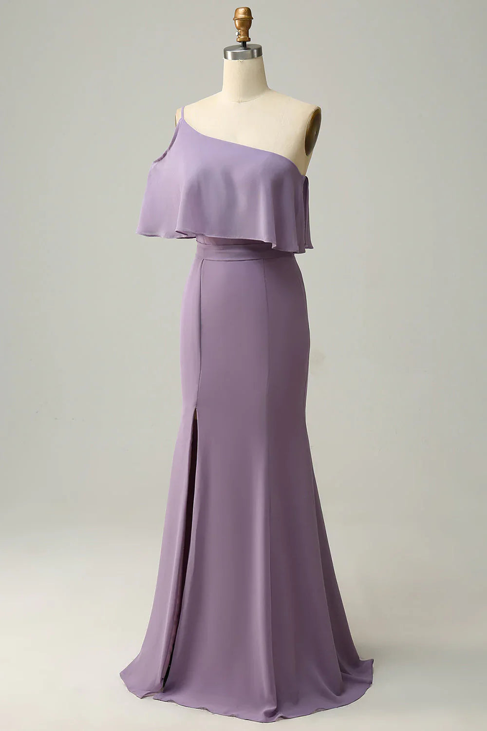 Sheath One Shoulder Plus Size Bridesmaid Dress With Silt