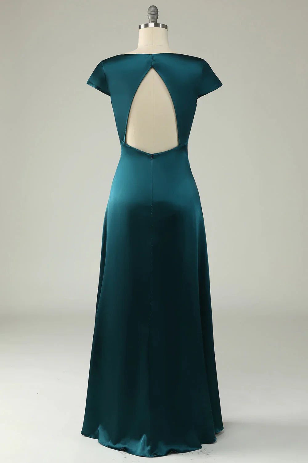 A Line V Neck Plus Size Bridesmaid Dress With Open Back