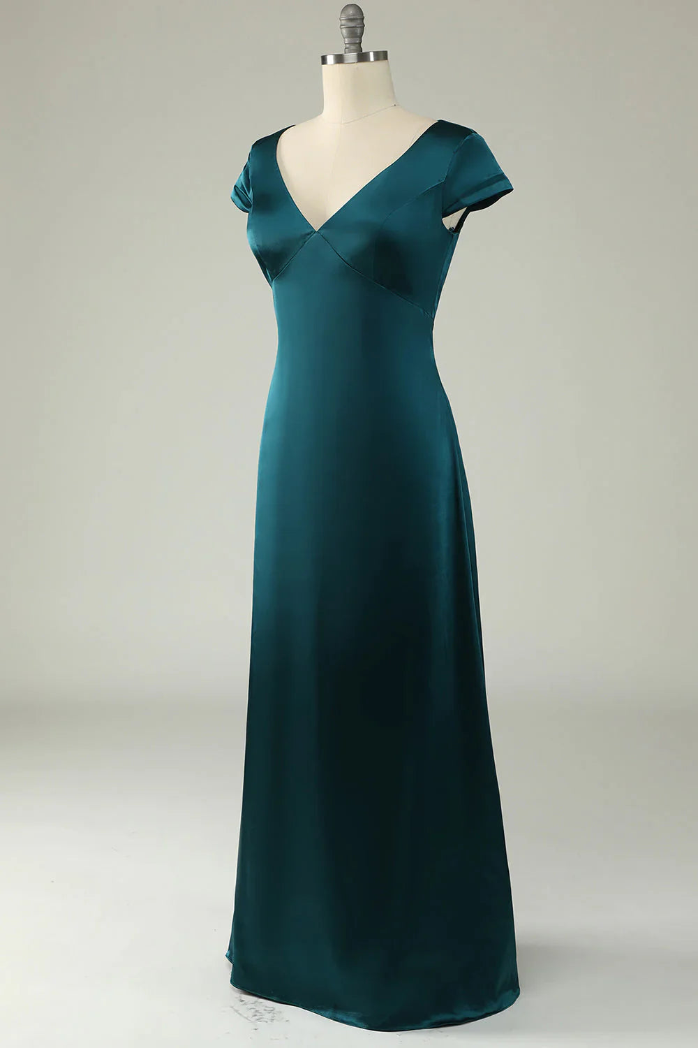 A Line V Neck Plus Size Bridesmaid Dress With Open Back