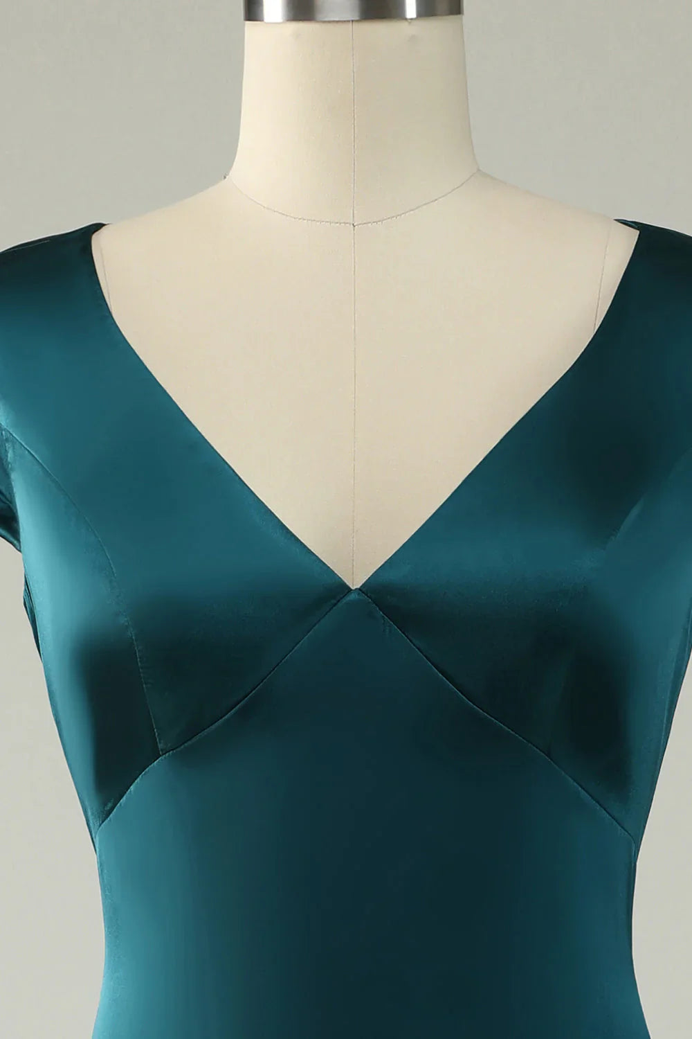 A Line V Neck Plus Size Bridesmaid Dress With Open Back