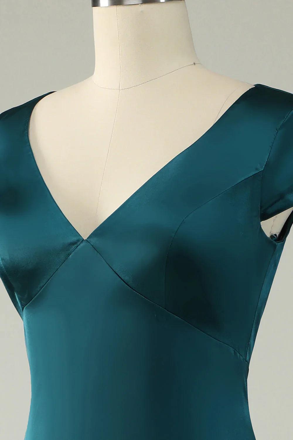 A Line V Neck Plus Size Bridesmaid Dress With Open Back