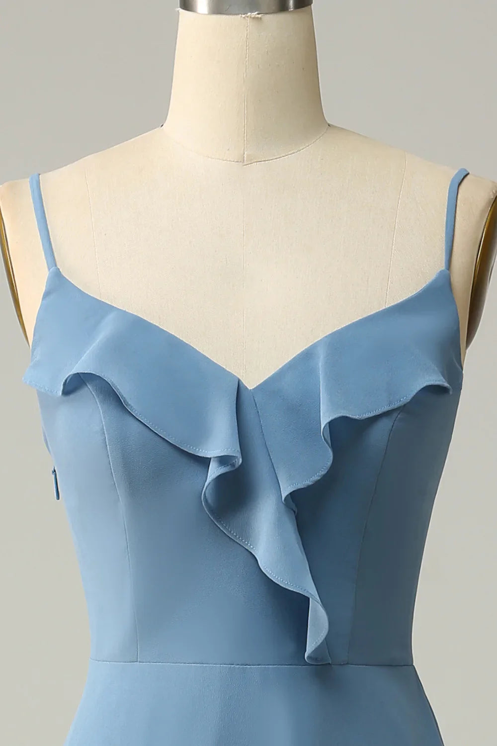 A-Line Spaghetti Straps Long Bridesmaid Dress With Ruffles