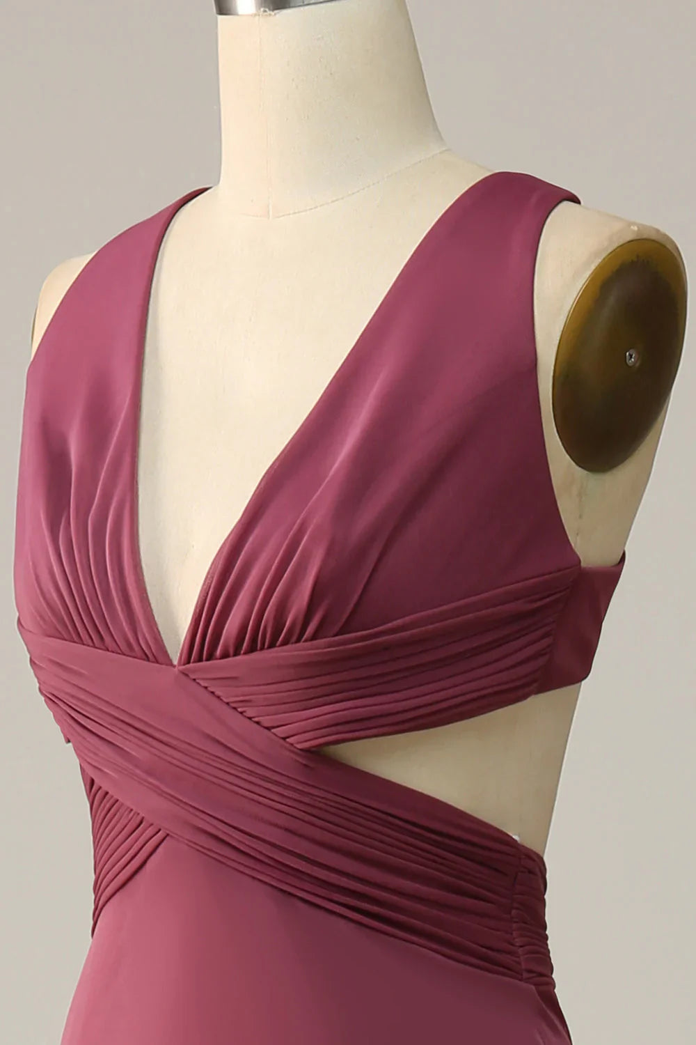 V neck Corss Back Plus Size Bridesmaid Dress