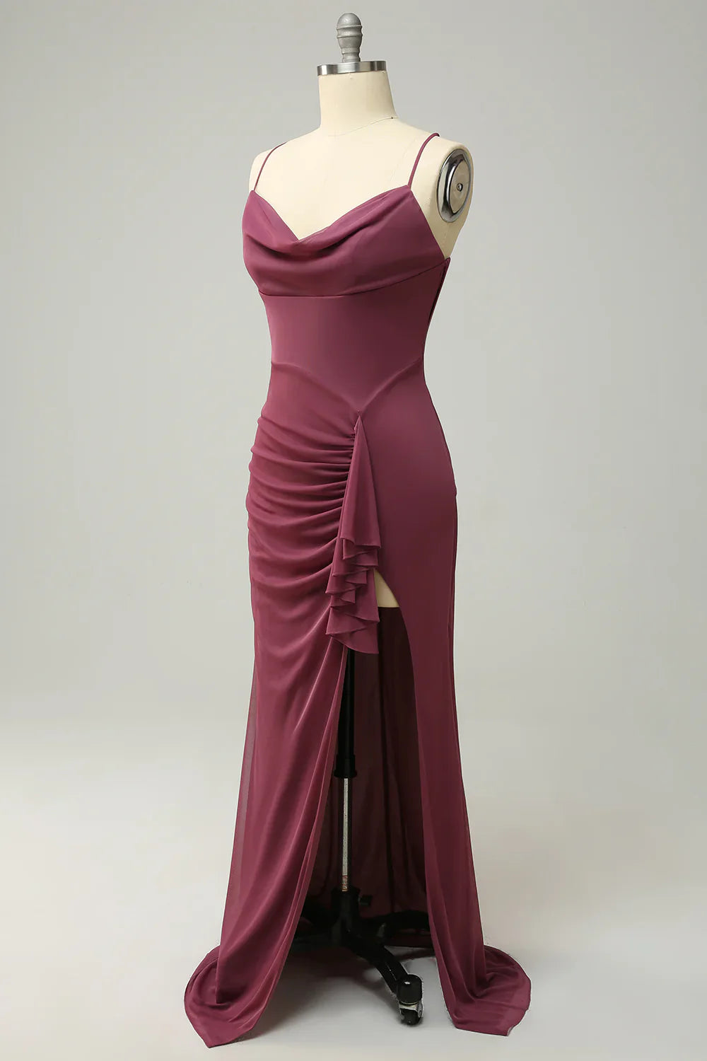 Spaghetti Straps Cross Back Plus Size Bridesmaid Dress