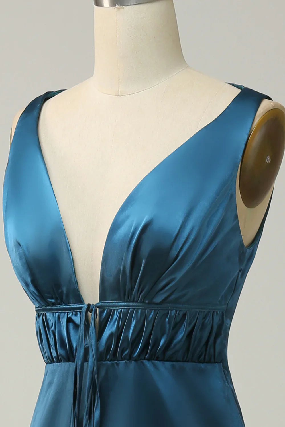 Deep V Neck A-Line Bridesmaid Dress