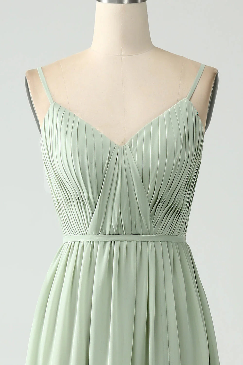 A-Line Chiffon Spaghetti Straps Long Bridesmaid Dress With Slit
