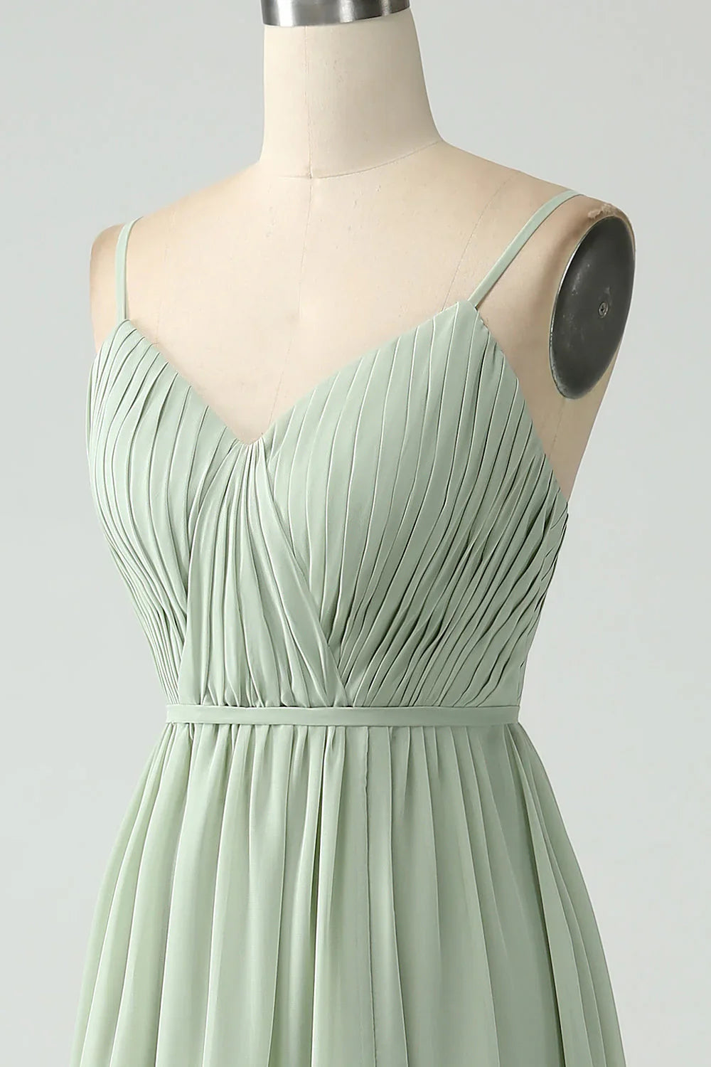 A-Line Chiffon Spaghetti Straps Long Bridesmaid Dress With Slit