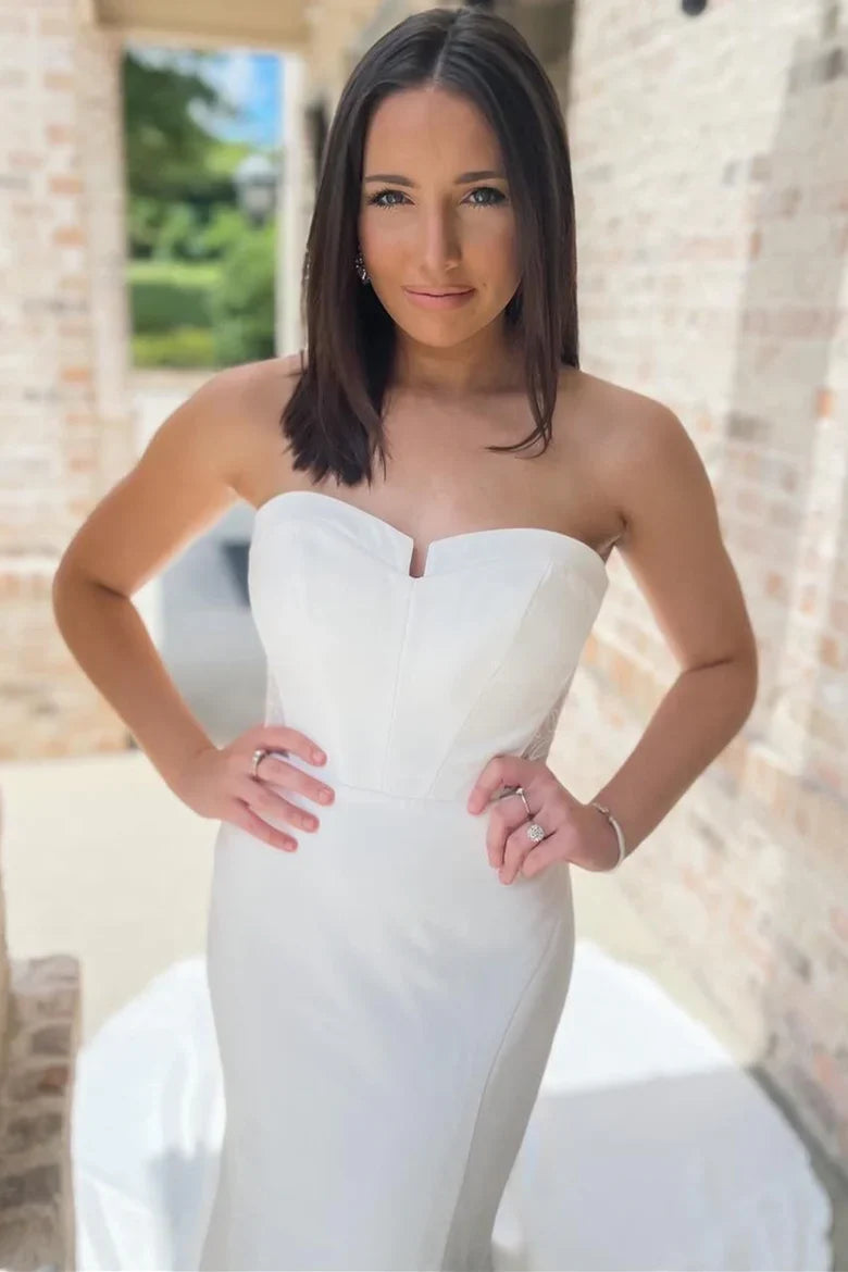 Strapless Open Back Mermaid Long Wedding Dress